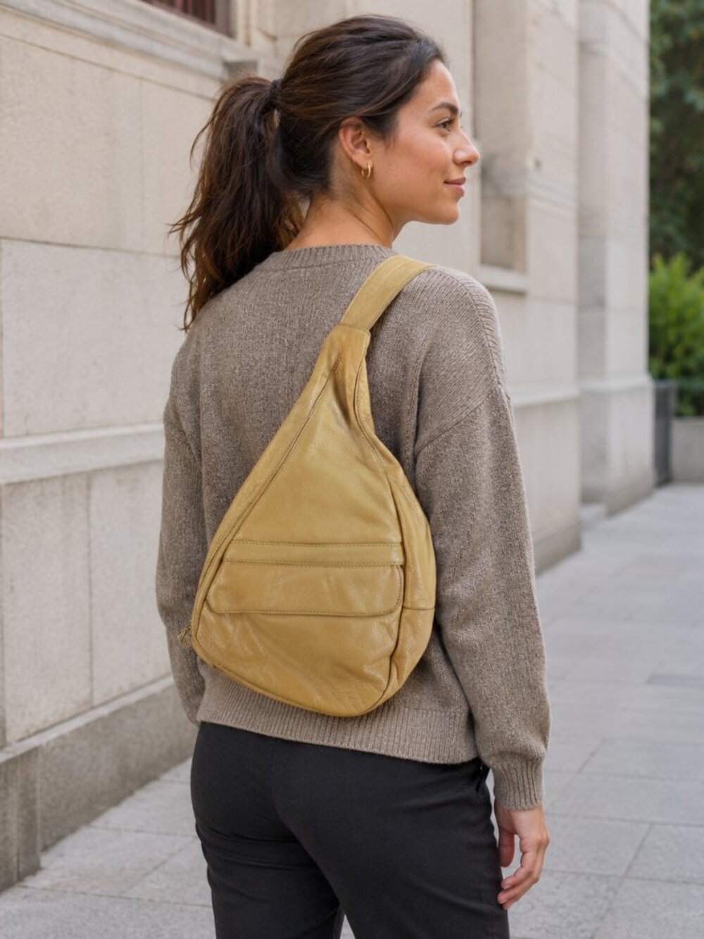 Vtg AmeriBag The Healthy Back Bag Leather Sling Backpack Made In Usa